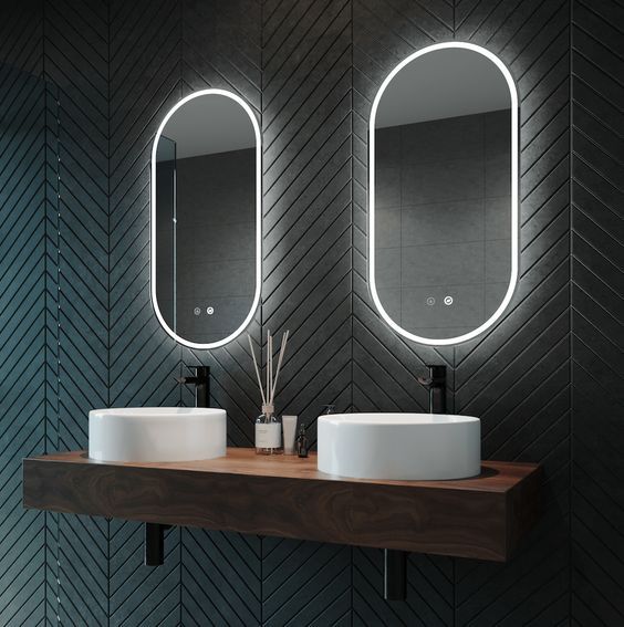 LED mirror light in bathroom